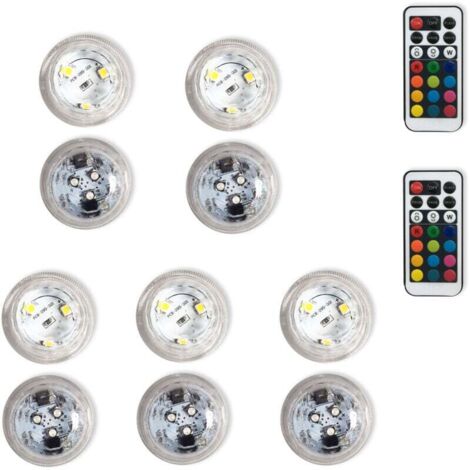 10 pcs Mini Lumières LED Submersible, LED LIGHT Lampe sous-Marines Étanche RGB Multicolore LED Éclairage avec 2 Télécommandes pour Piscine Étang Aquarium Vase Décoration Halloween Noël,32.2cm (1/4)