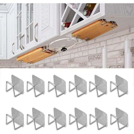Lot de 12 supports de planche à découper sous armoire – Organiseur de couvercle de casserole pour armoire, planche à découper en acier inoxydable