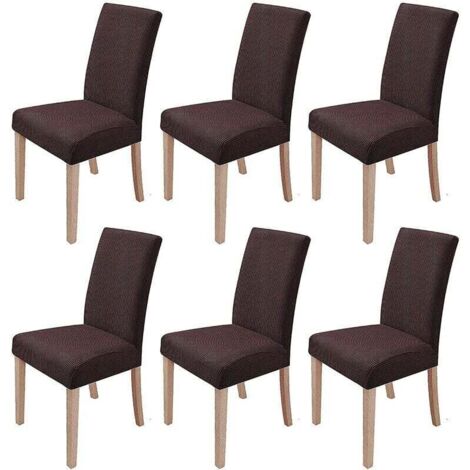 Housse de chaise extensible, lot de 6 housses de chaise amovibles et lavables pour salle à manger moderne, bureau, banquet, fête de mariage, housse de chaise extensible (marron foncé)