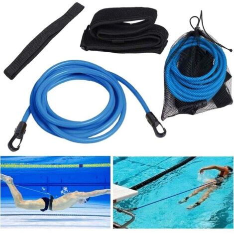 4M EntraîNement Natation Ceinture,RéSistance Stationnaire Ceinture De Natation RéGlable EntraîNement De Natation Bungee pour EntraîNement pour Enfants Adultes DéButants