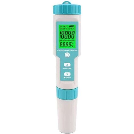 Testeur de salinité de piscine Compteur de pH et de salinité d'eau salée Numérique 5 en 1 Testeur de pH et de salinité de piscine Compteur de salinité pour piscine, bain à remous et spa de nage (1/3)