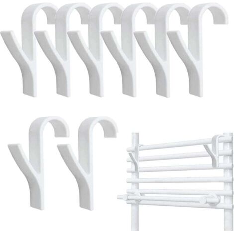 Lot de 8 Crochet pour Radiateurs, Porte serviette salle de bain, Radiateur Sèche-serviettes, crochet porte serviette pour radiateur, crochet seche serviette (Blanc) (1/4)
