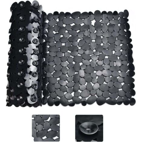 Tapis de Douche Antidérapant Noir Rectangle Tapis de Baignoire Antidérapant Anti Moisissure Tapis de Bain Antidérapant pour Baignoire Tapis de Douche Ventouse pour Salle de Bain, 88 40cm