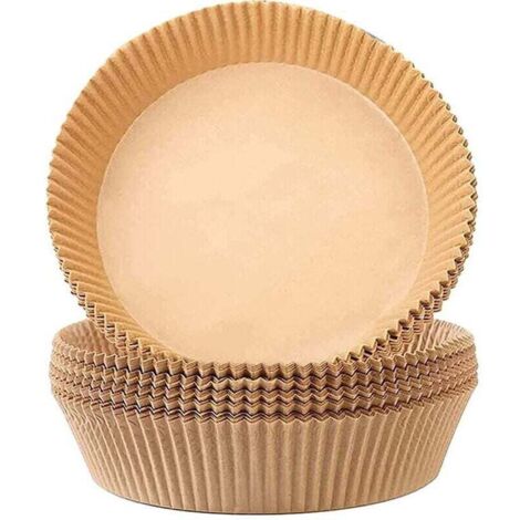 Doublure en papier jetable pour friteuse à air, doublures rondes en feuilles de parchemin pour friteuse à air pour la cuisson, filtre antiadhésif résistant à l'huile - couleur vraie 50 comprimé (1/4)