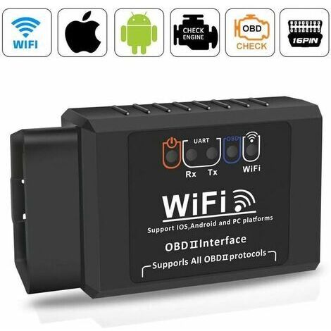 OBD2 Valise Diagnostic Auto, Diagnostic Voiture Prise WiFi OBD Adaptateur Scanner Code de Défaut Multimarque elm327 Outils Diagnostics Système Moteur