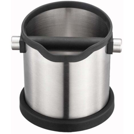 Knock box, Poubelle de table à café en Inox, Récipient de récupération à marc de café, avec contour en silicone et en caoutchouc. Seau, Pot à marc ou dosettes (1/4)
