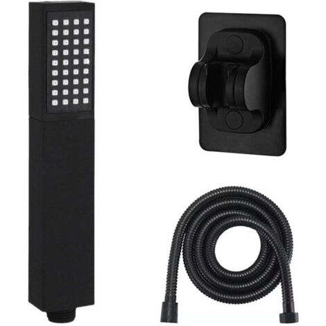 Pommeau de douche, kit de pomme de douche haute pression avec flexible de douche et support, noir