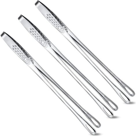 3 Pièces Pinces à Barbecue Coréennes et Japonaises Pinces à Grill en Acier Inoxydable Pinces à Aliments de Cuisine Pince à Épiler Outil de Pince de Cuisson pour Salade, Poisson, Steak, Barbecue
