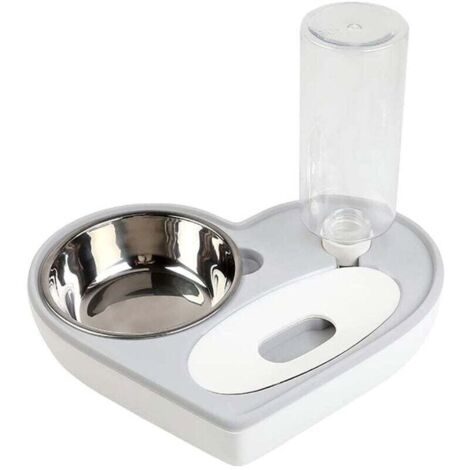 Bol d'eau et de nourriture en forme de coeur pour chien et chat, double bol pour chien et chat Distributeur d'eau automatique pour animaux de compagnie Bol d'alimentation amovible pour chat et (1/4)