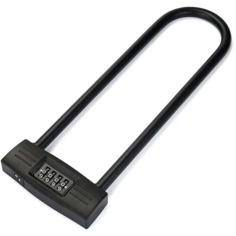 Verrouillage U à 4 chiffres Verrou de la moto / Verrouillage de la bicyclette - Verrouillage combiné verrouillable / D réarmable pour vélos / porte verrouillable . (Noir)une pièce，
