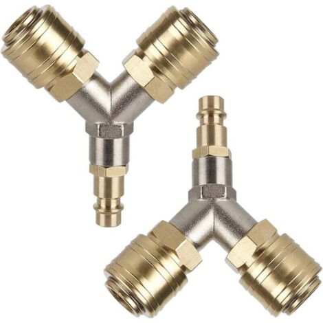 Raccord Rapide Air, 2 Pièces Raccord Pneumatique NW 7,2 1/4 AG Interrupteur D'air Comprimé avec Deux Raccords Raccord D'air Comprimé Distributeur D'air Comprimé en Laiton (1/4)