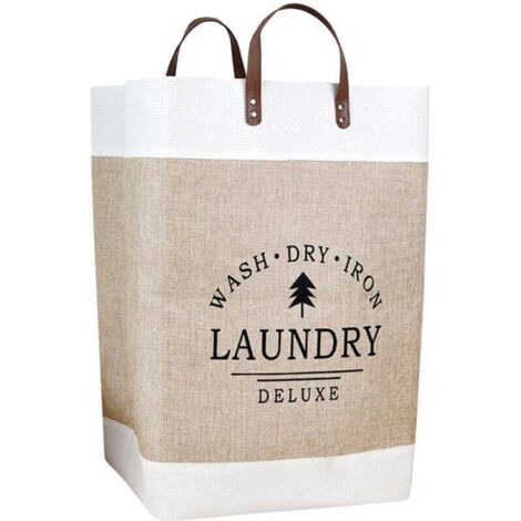 Panier à Linge Pliable Corbeilles à Linge pour Chambre à Coucher Organisateur de Stockage Paniers à Linge Décoratifs Imperméable Poignée Salle de Bains Maison 35x56cmn, une pièce,