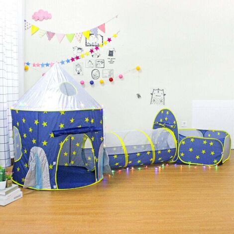 Tente de jeu 4 en 1 avec tunnel et balle pit pour enfants - Pop Up Playhouse intérieur - Rouge