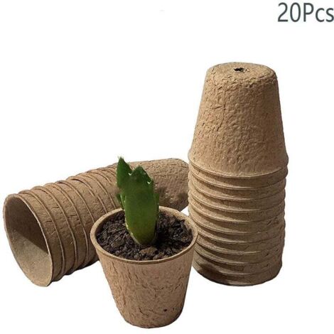 Pot Semis Biodegradable, Petits Pots de Fibre, Pot Jardinage en Set, Godet Semis Biodegradable pour La Culture de Plantes, Semis, Herbes, Fleurs, Légumes 6X6X3.7cm 20Pcs