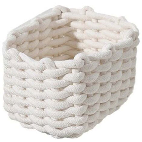 19 x 15 x 12 cm Panier de rangement en coton : panier tressé, paniers pour le rangement de petits articles ménagers Panier de rangement carré pour chambre de bébé, chambre à coucher