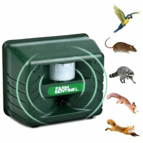 Répulsif à ultrasons extérieur pour oiseaux, répulsif à ultrasons pour animaux avec détecteur de mouvement et lumière clignotante