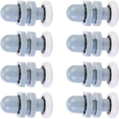8 Single Porte de Douche Coureurs,Coulissant Rouleaux Piste Roue de Porte pour Salle de Bains Porte en Verre,pour Remplacement de Douche Coulissante Verre Porte Coureurs Rouleaux Gris(20mm)