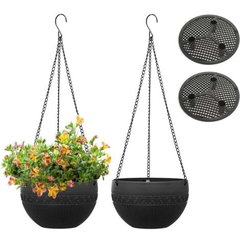 Pots de Fleurs et Suspendre de 2 Paquet(diamètre - 21cm), Pot Suspendu Plante Exterieur, Arrosage Automatique Pot Suspendu Plante en Plastique avec Chaîne Suspendue pour Le Jardin, Le Balcon (1/4)