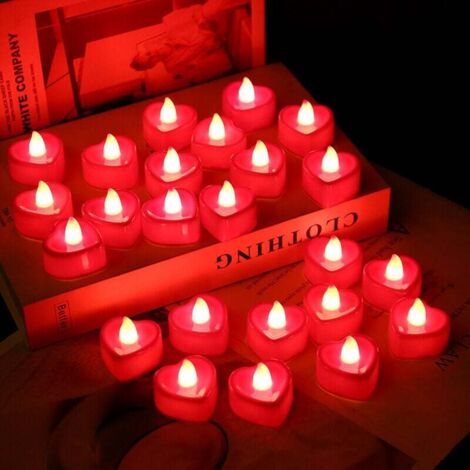 24pcs Led Lampe à Bougie Électronique Bougies en Forme de Coeur (1/4)