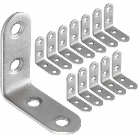 50 pcs équerres de fixation en acier inoxydable 40x40 mm, pour la fixation et la réparation des équerres de meubles, joints renforcés, argent (1/4)