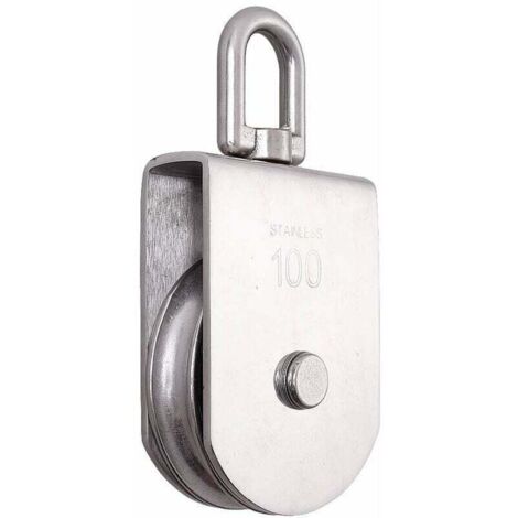 M100 levage rouleau à poulie unique chargement 1000 kg, bloc de poulie de corde de levage pivotant à roue unique en acier inoxydable 304 robuste