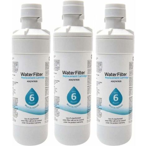 Lot de 3 LT1000P Filtre à eau externe universel pour réfrigérateur Blanc