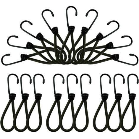 Crochet,Tendeurs Elastique avec Crochets,25 Pièces Crochet Tendeur,Tendeur de Baches Tendeur Noire en Caoutchouc de TensionTendeurs Piscine Elastique Crochet