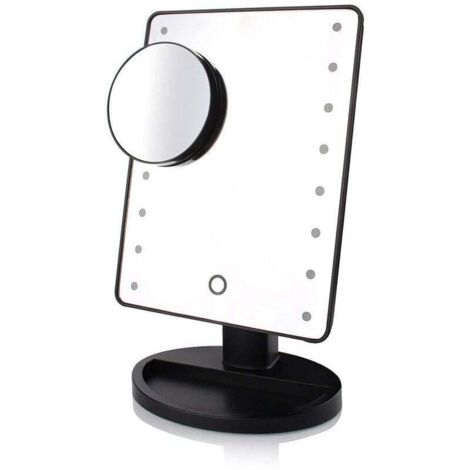 Miroir Lumineux, Miroir Maquillage LED Grossissant 10X, Miroir LED, Recharge USB et Batterie, Miroir de Maquillage à 360 °, Miroir Grossissant Lumineux pour Le Maquillage, Le Rasage，noir
