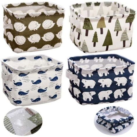 Panier de rangement 4 pièces, organisateur de boîte de rangement en tissu avec 2 poignées des deux côtés