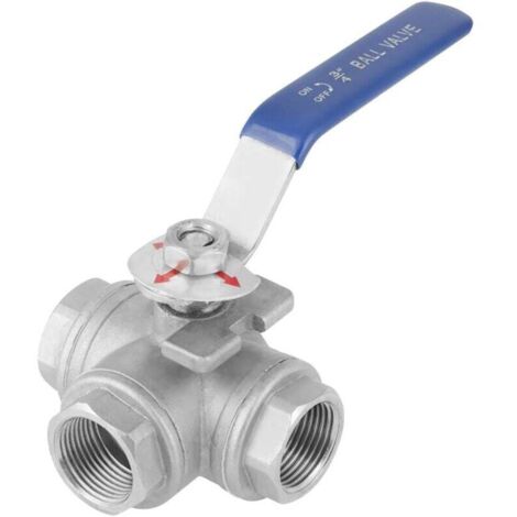 DN20 3/4 "Robinet à boisseau sphérique à filetage femelle Acier inoxydable 3 voies Robinet à boisseau sphérique de type T à plein orifice pour contrôle de régulation de vapeur d'eau huile fluid