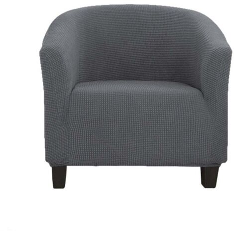 Housse de fauteuil extensible jacquard avec accoudoirs pour fauteuil de café, chaise de club, fauteuil de relaxation, housse extensible (gris foncé)