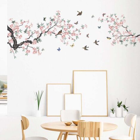 Stickers Muraux Fleurs de Cerisier Rose Autocollants Muraux Mural Stickers Branche Arbre pour Chambre Salon Mur (1/4)