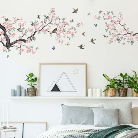 Sticker mural branche de cerisier, oiseaux en vol, décoration de chambre d'enfant de fille - France Sticker mural branche de cerisier, oiseaux en vol, décoration de chambre d'enfant de fille - France