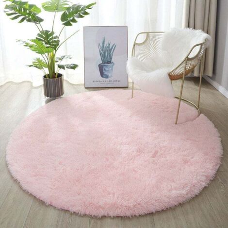 Tapis rond salon laine tapis antidérapant léger 100 cm de diamètre (1/4)