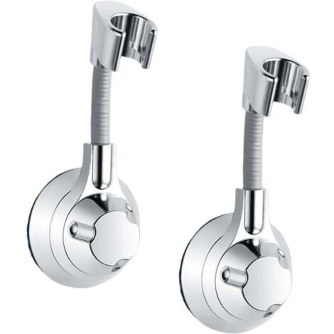 2 Pièces Support Pommeau de Douche 360° Support Douchette Mural Sans Percage Support de Douche Universel Réglable Accroche Pommeau de Douche à Main
