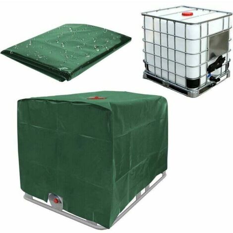 Bâche de réservoir d'eau, Bâche Couverture Réservoir IBC pour Cuve 1000L, Capôt de Protection Container Citerne Eau, Anti-poussière Anti-UV Anti-Pluie, 120x100x116cm (vert),,