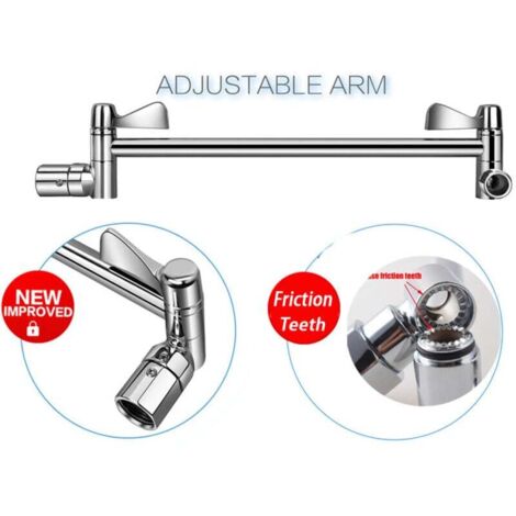 Bras d'extension pour pommeau de douche réglable matériel de rallonge pour bras de douche en laiton de montage mural en nickel brossé pour pommeau de douche