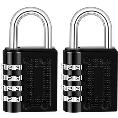 Lot de 2 Cadenas Code 4 Chiffres, Alliage de Zinc Cadenas à Casier Cadenas à Code, Cadenas à Combinaison pour Valise Casier College Gym Avion(Noir)