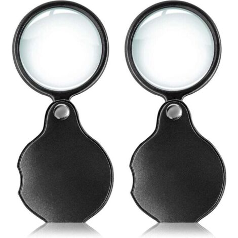 Lot de 2 10x petite loupe de poche mini loupe pliante de qualité supérieure avec couvercle pivotant pour la lecture, la science, les bijoux, les loisirs, les livres, 1,96"