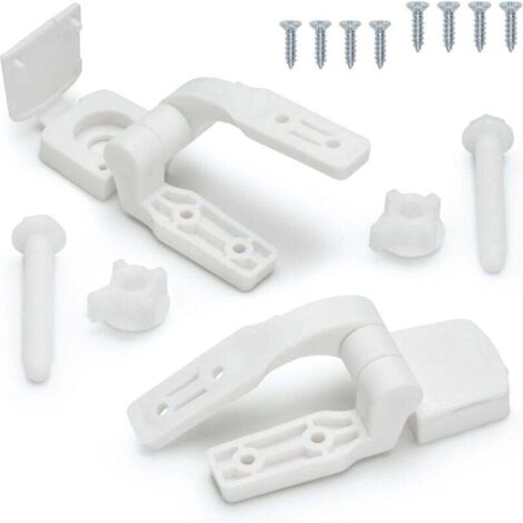 Remplacement de charnière de siège de toilette en plastique blanc avec boulons, vis et écrous (1/4)