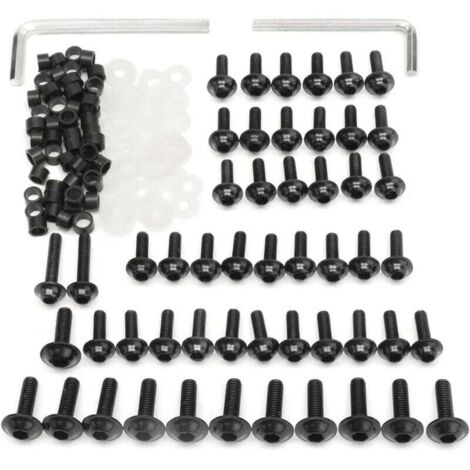 Boulons De Carénage De Moto Kit Agrafes Vis pour Yamaha YZF R6 1999 2000 2001 2002 - Noir (1/4)