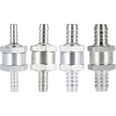 Clapet anti-retour(4 pièces) de retour de carburant en aluminium à sens unique (6 8 10 12mm) pour Essence Diesel Huile Car Chrome Eau Auto Carburateur Systèmes Basse Pression Tuyau