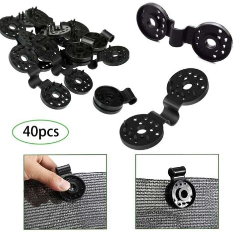 Lot de 40 clips en plastique pour toile d'ombrage, clips de pare-soleil pour serre, jardin, extérieur, filet anti-oiseaux