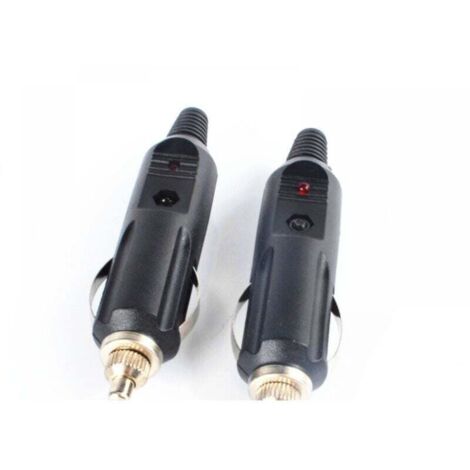 Lot de 2 Connecteurs/prises allume-cigare automobile avec diode 12V et 24V mâle