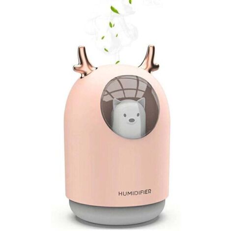 Humidificateur à ultrasons pour chambre d'enfant avec diffuseur de parfum, humidificateur d'ambiance avec 7 couleurs de lumière LED, silencieux, arrêt automatique 12 heures, USB, ménage, 300 ml