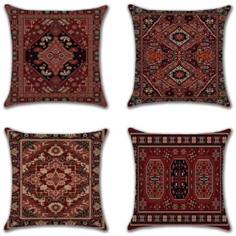 Housses de coussin décoratifs géométriques persans Home Decor Lot de 4 coussins décoratifs ikat oriental 45,7 x 45,7 cm
