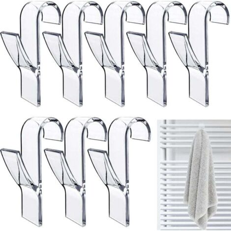 8 Pcs Crochet Radiateur Rond, Crochet à serviettes Blanc, Crochet Serviette Salle De Bain, Crochet Radiateur Seche Serviette, Patere Seche Serviette,Tous Les Radiateurs Standards (Transparente) (1/4)