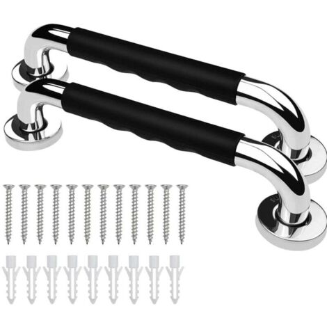 Barre d'Appui WC, 30cm Lot de 2 Antidérapante Barre d'Appui de Salle de Bain, Barres Douche Baignoire Main Courante Inoxydable Maintien Poignée Douche Âgées/Handicapées/Enfants/Enceinte