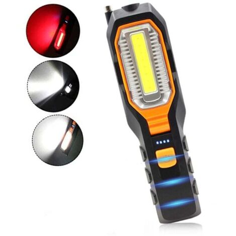 Lampe de travail COB LED super lumineuse USB rechargeable portable avec base magnétique adaptée à l'atelier de garage automobile