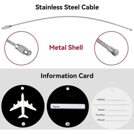 Étiquettes à Bagages, Bagages Étiquettes Aluminium 4 Pièces, Étiquette